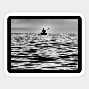 Black and white kayak Sticker